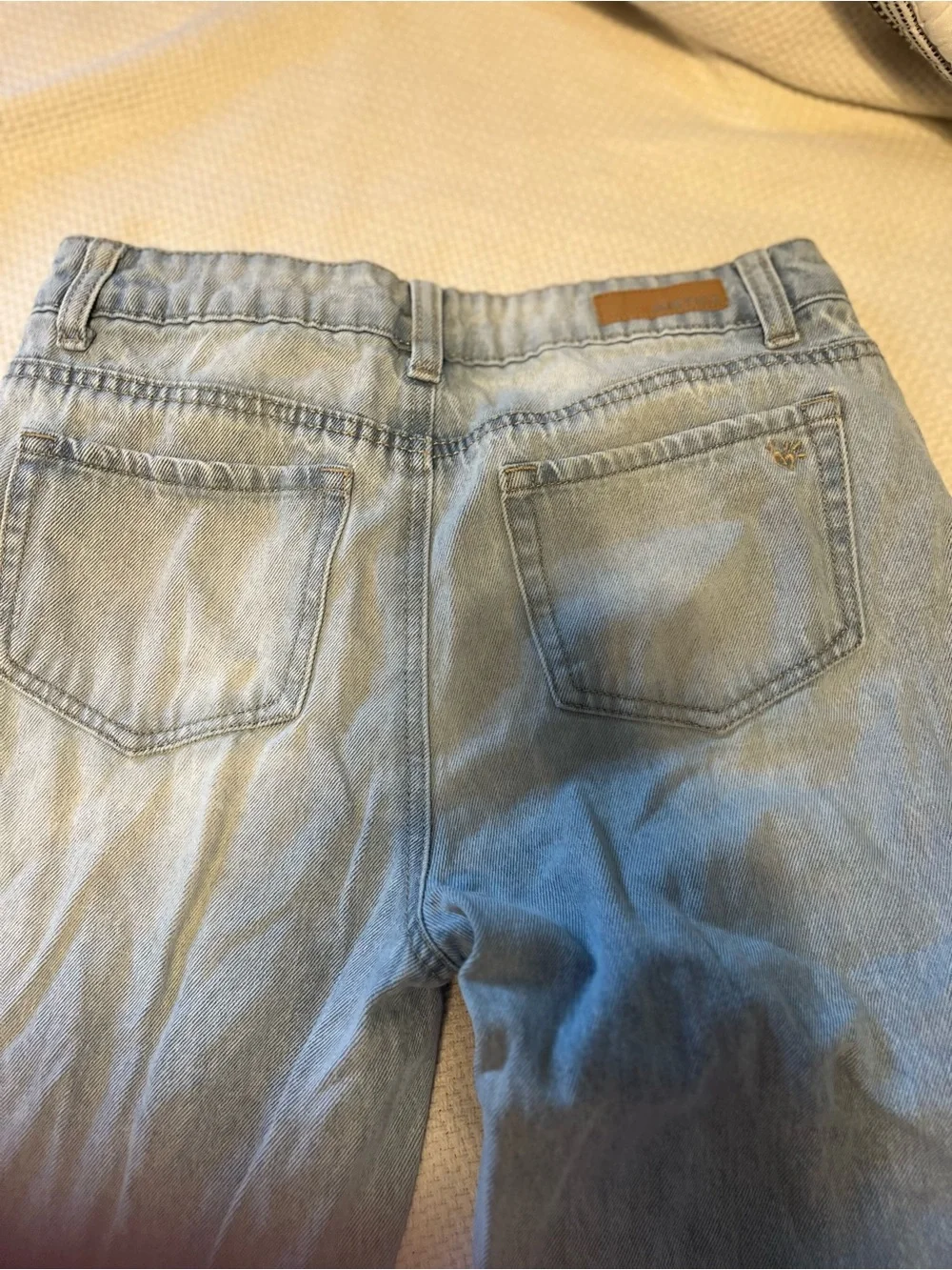 Justice Light Wash Denim Jeans with Pink Floral Embroidery
